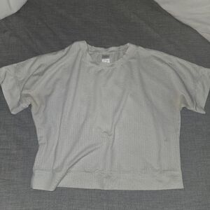 Lightweight Waffle Knit Boxy Tee - White